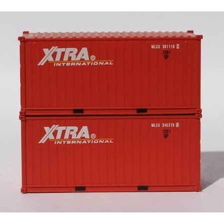 Jacksonville Terminal 205372 20 ft. N Scale XTRA International Standard Height Container, 2PK JTC205372